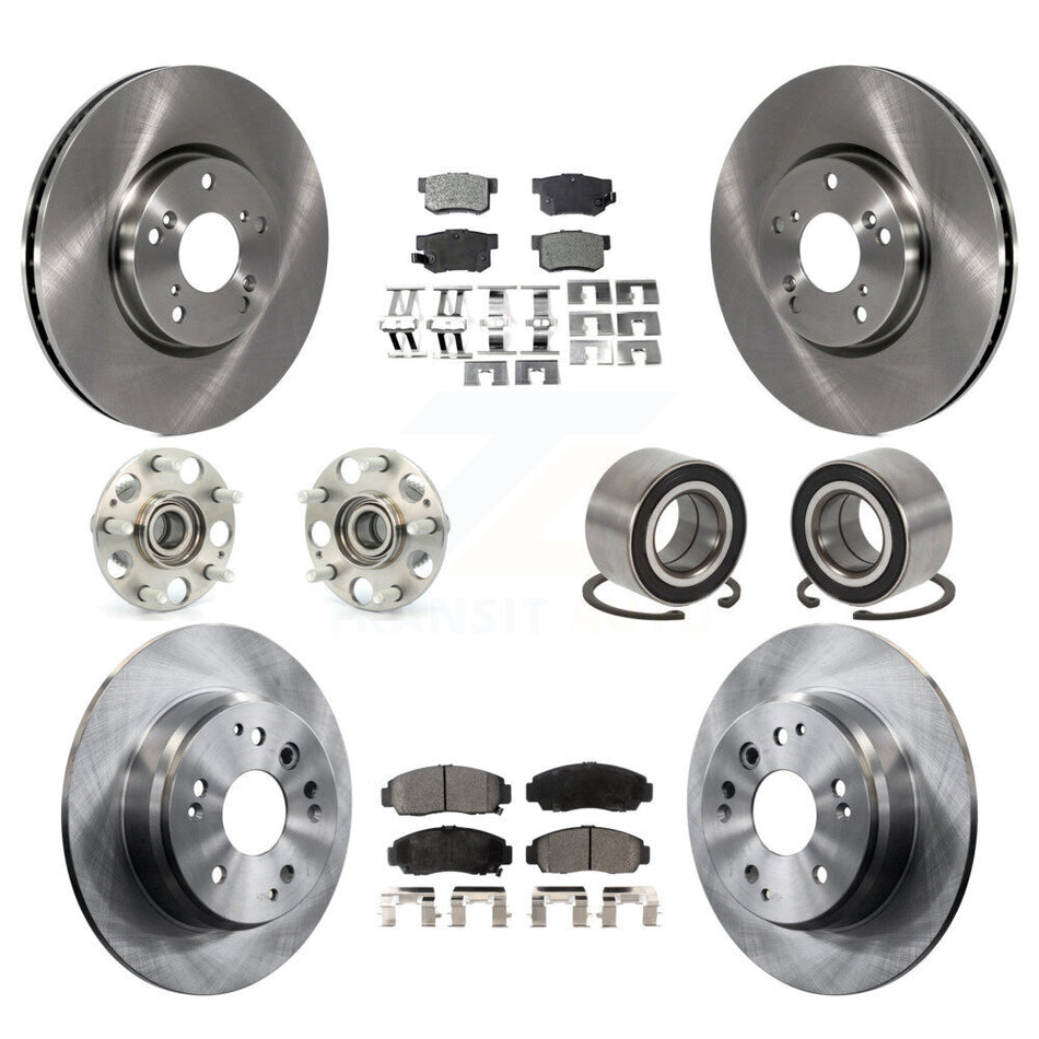 Front Rear Wheel Hub Bearings Assembly Disc Brake Rotors And Semi-Metallic Pads Kit (10Pc) For 2004-2005 Acura TL Automatic transmission KBB-106172