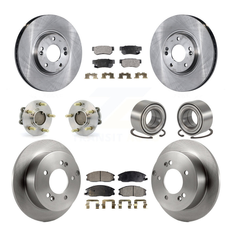 Front Rear Wheel Hub Bearings Assembly Disc Brake Rotors And Semi-Metallic Pads Kit (10Pc) For Hyundai XG350 KBB-106174