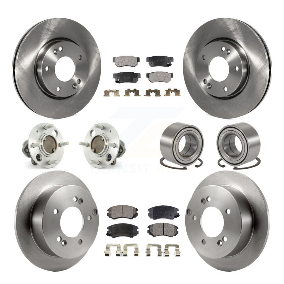 Front Rear Wheel Hub Bearings Assembly Disc Brake Rotors And Semi-Metallic Pads Kit (10Pc) For 2005 Hyundai Sonata Non-ABS From 03 01 05 KBB-106182