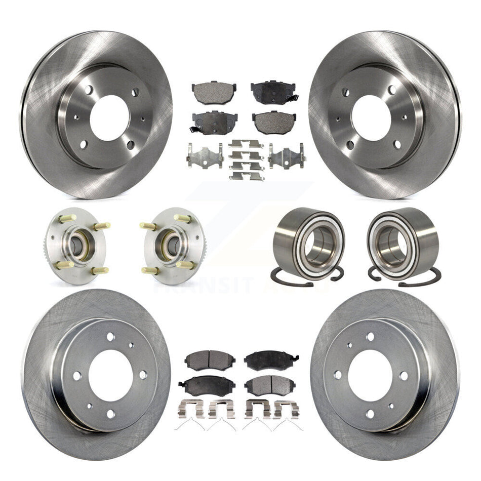 Front Rear Wheel Hub Bearings Assembly Disc Brake Rotors And Semi-Metallic Pads Kit (10Pc) For Hyundai Elantra KBB-106192