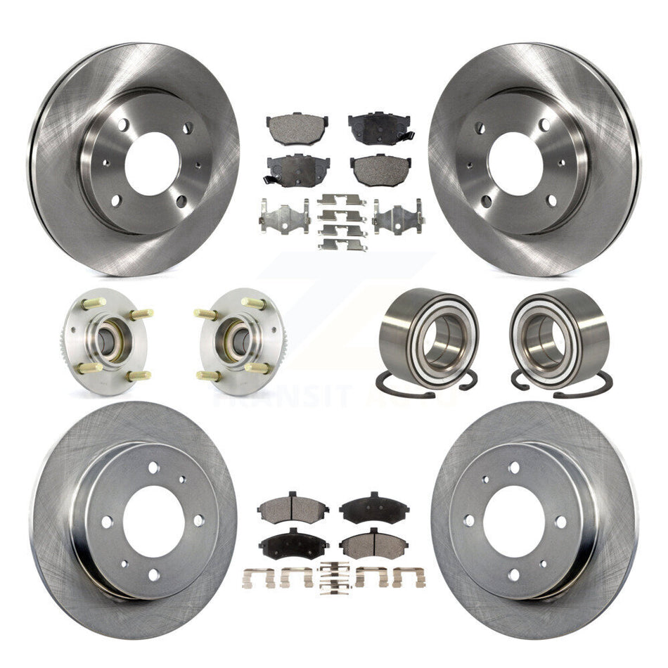 Front Rear Wheel Hub Bearings Assembly Disc Brake Rotors And Semi-Metallic Pads Kit (10Pc) For Hyundai Elantra rear brakes with 4-Wheel ABS KBB-106193