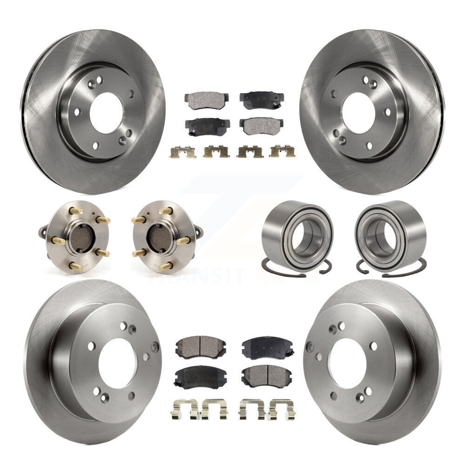 Front Rear Wheel Hub Bearings Assembly Disc Brake Rotors And Semi-Metallic Pads Kit (10Pc) For Kia Optima Magentis KBB-106214