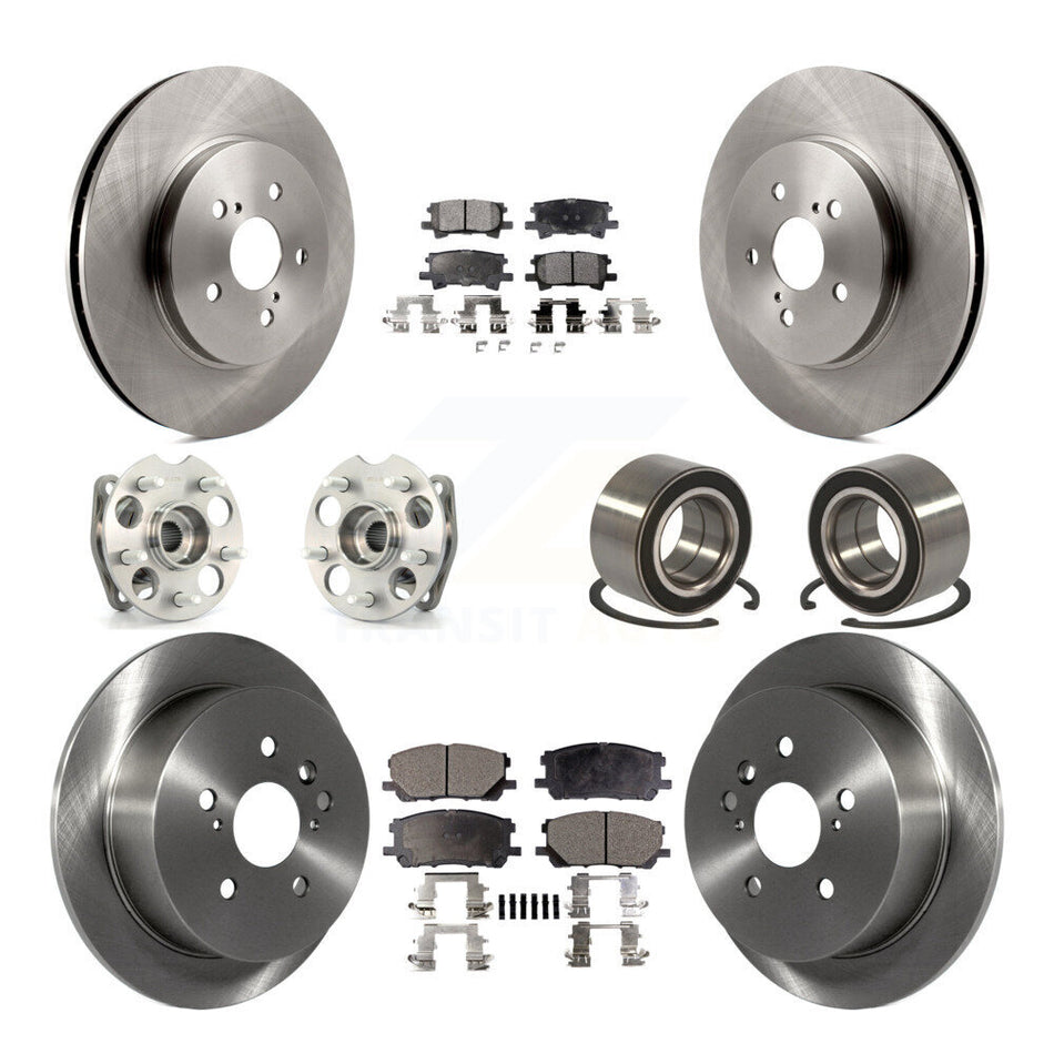 Front Rear Wheel Hub Bearings Assembly Disc Brake Rotors And Semi-Metallic Pads Kit (10Pc) For Lexus Toyota Highlander RX350 RX330 RX400h KBB-106225