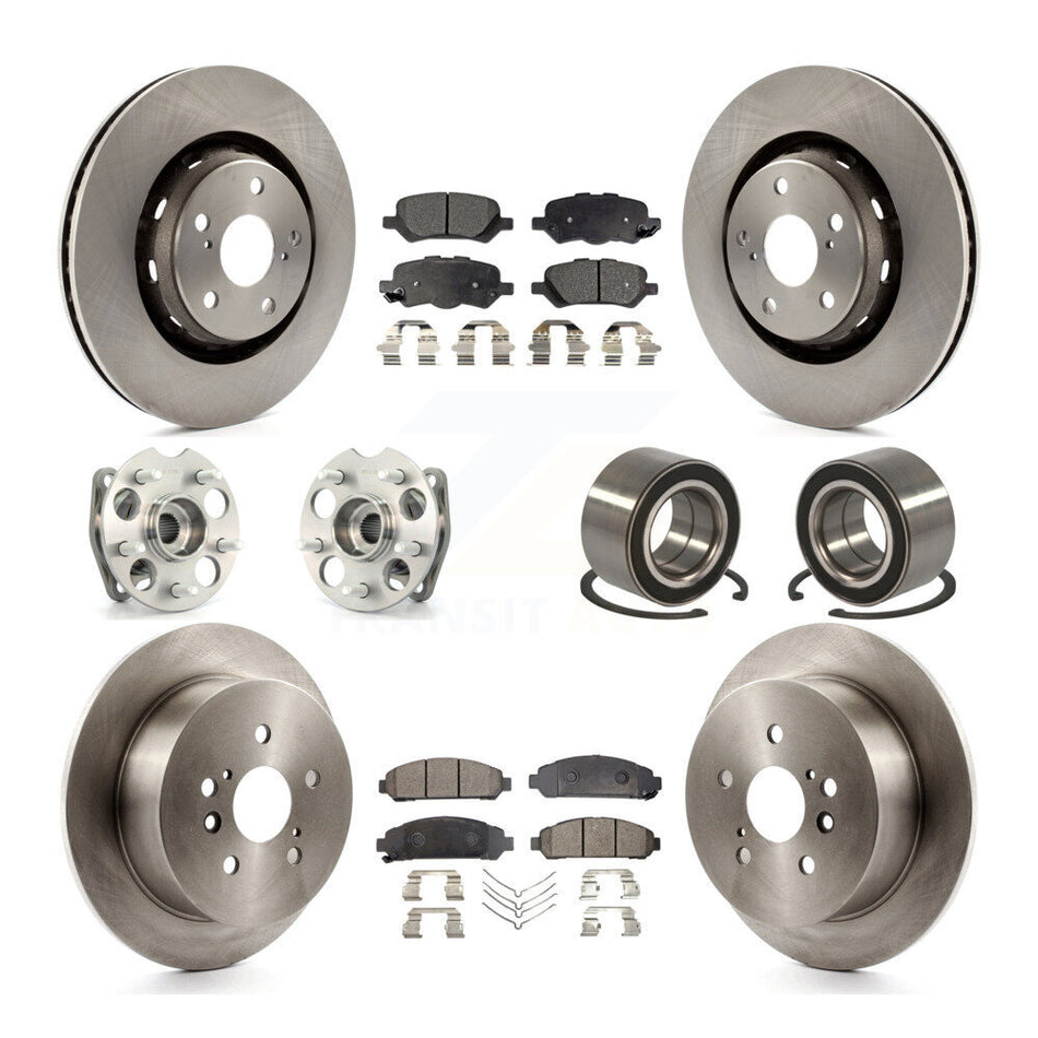 Front Rear Wheel Hub Bearings Assembly Disc Brake Rotors And Semi-Metallic Pads Kit (10Pc) For 2009-2016 Toyota Venza AWD KBB-106227