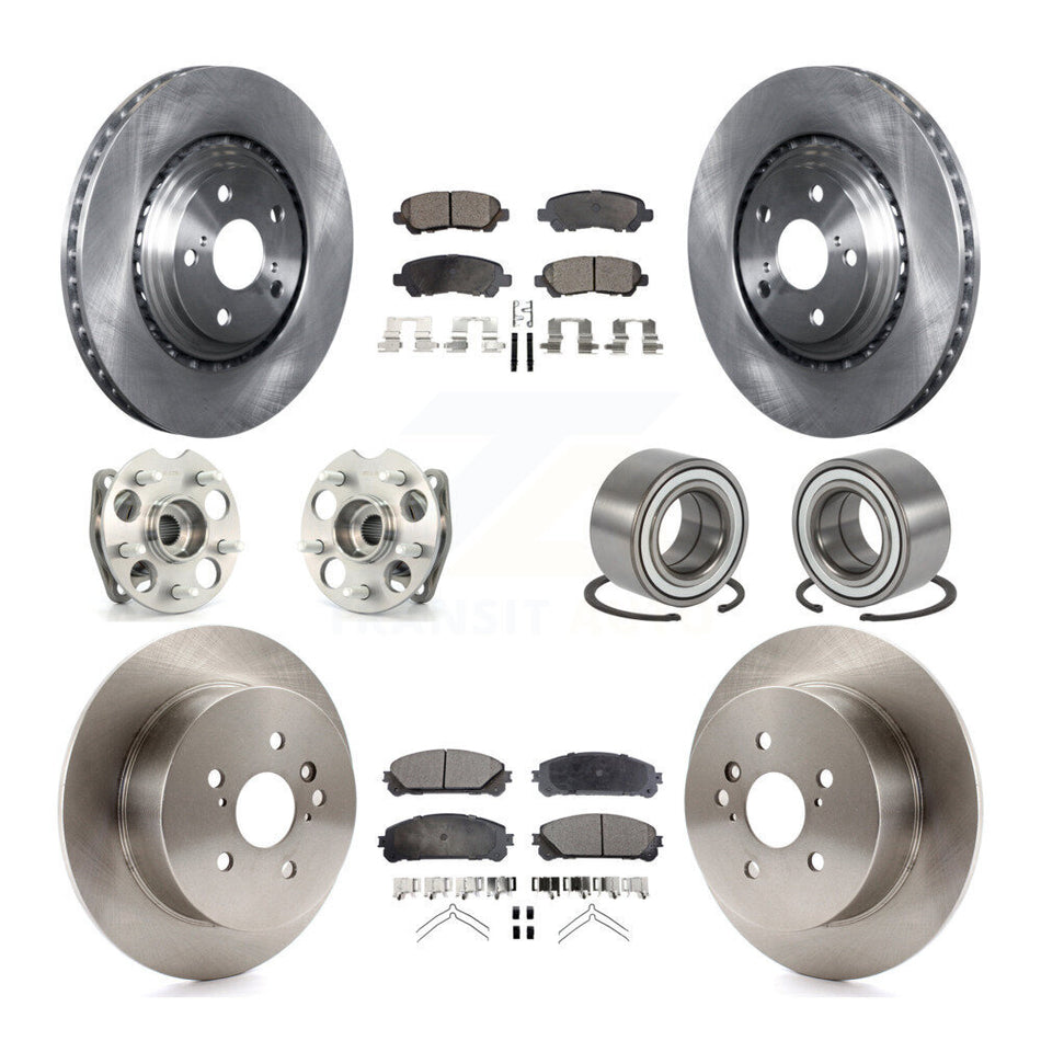 Front Rear Wheel Hub Bearings Assembly Disc Brake Rotors And Semi-Metallic Pads Kit (10Pc) For 2008-2013 Toyota Highlander AWD KBB-106228