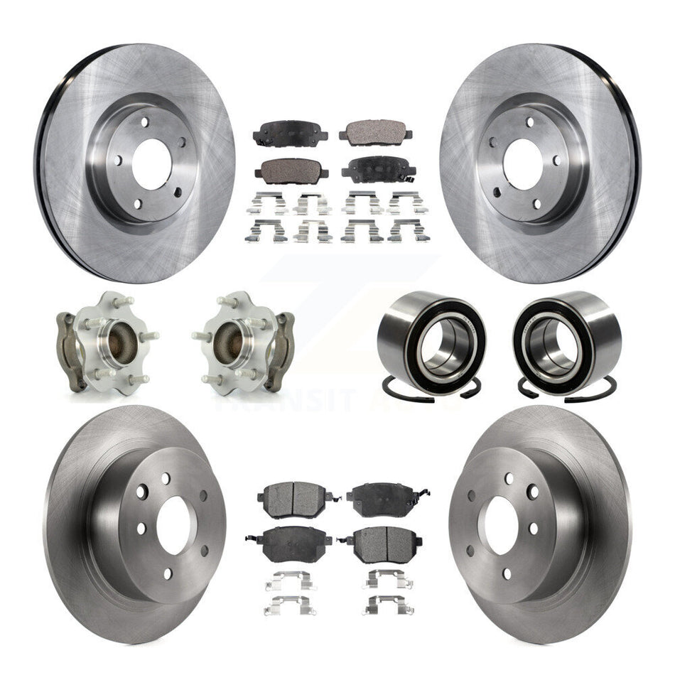 Front Rear Wheel Hub Bearings Assembly Disc Brake Rotors And Semi-Metallic Pads Kit (10Pc) For Nissan Altima Maxima KBB-106230