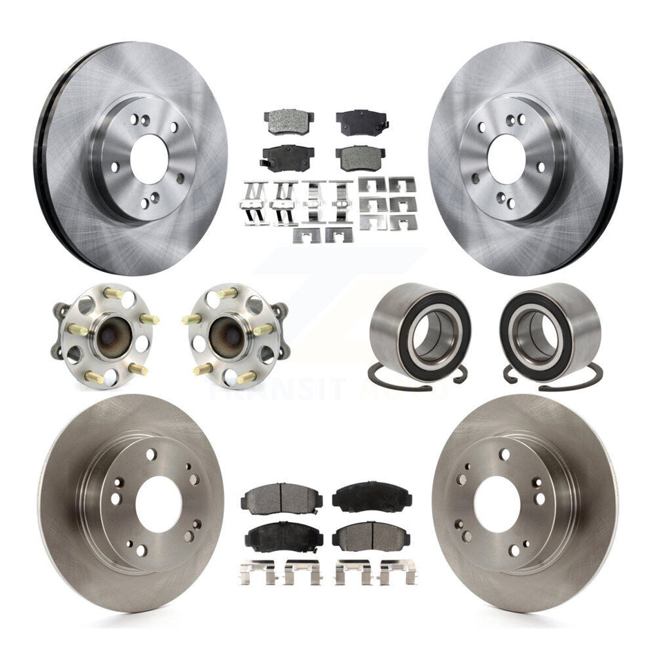 Front Rear Wheel Hub Bearings Assembly Disc Brake Rotors And Semi-Metallic Pads Kit (10Pc) For 2004-2008 Acura TSX KBB-106254
