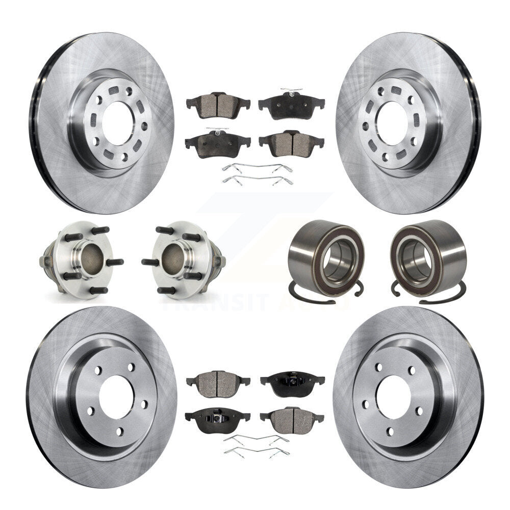 Front Rear Hub Bearings Disc Brake Rotors And Semi-Metallic Pads Kit (10Pc) For Mazda 5 KBB-106278