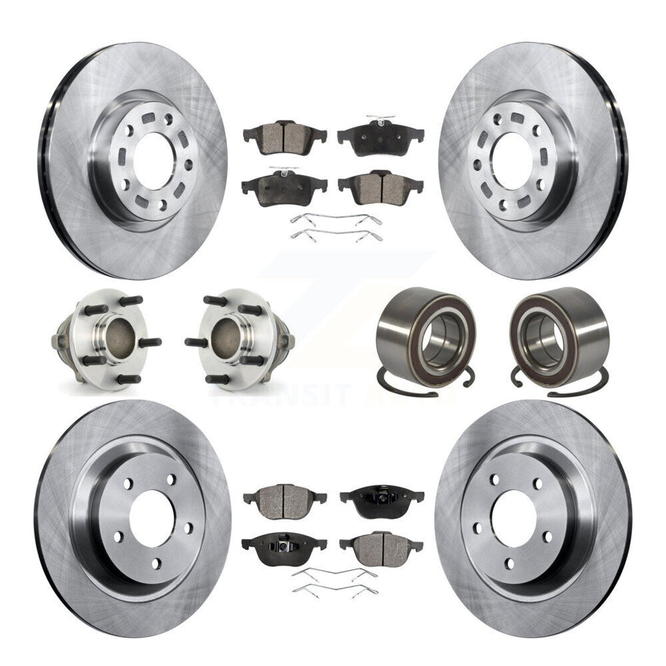 Front Rear Hub Bearings Disc Brake Rotors And Semi-Metallic Pads Kit (10Pc) For Mazda 5 KBB-106278