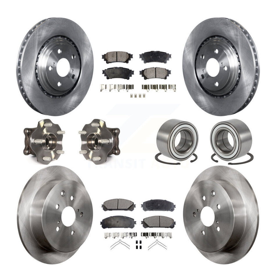 Front Rear Wheel Hub Bearings Assembly Disc Brake Rotors And Semi-Metallic Pads Kit (10Pc) For Lexus RX350 Toyota Highlander RX450h KBB-106292
