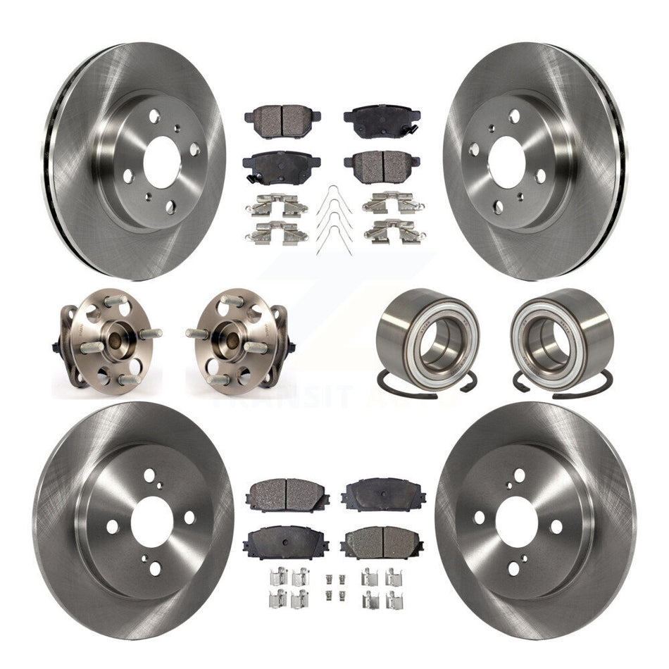 Front Rear Wheel Hub Bearings Assembly Disc Brake Rotors And Semi-Metallic Pads Kit (10Pc) For Toyota Yaris Japan Production Identified By 1st Digit Of VIN J KBB-106293