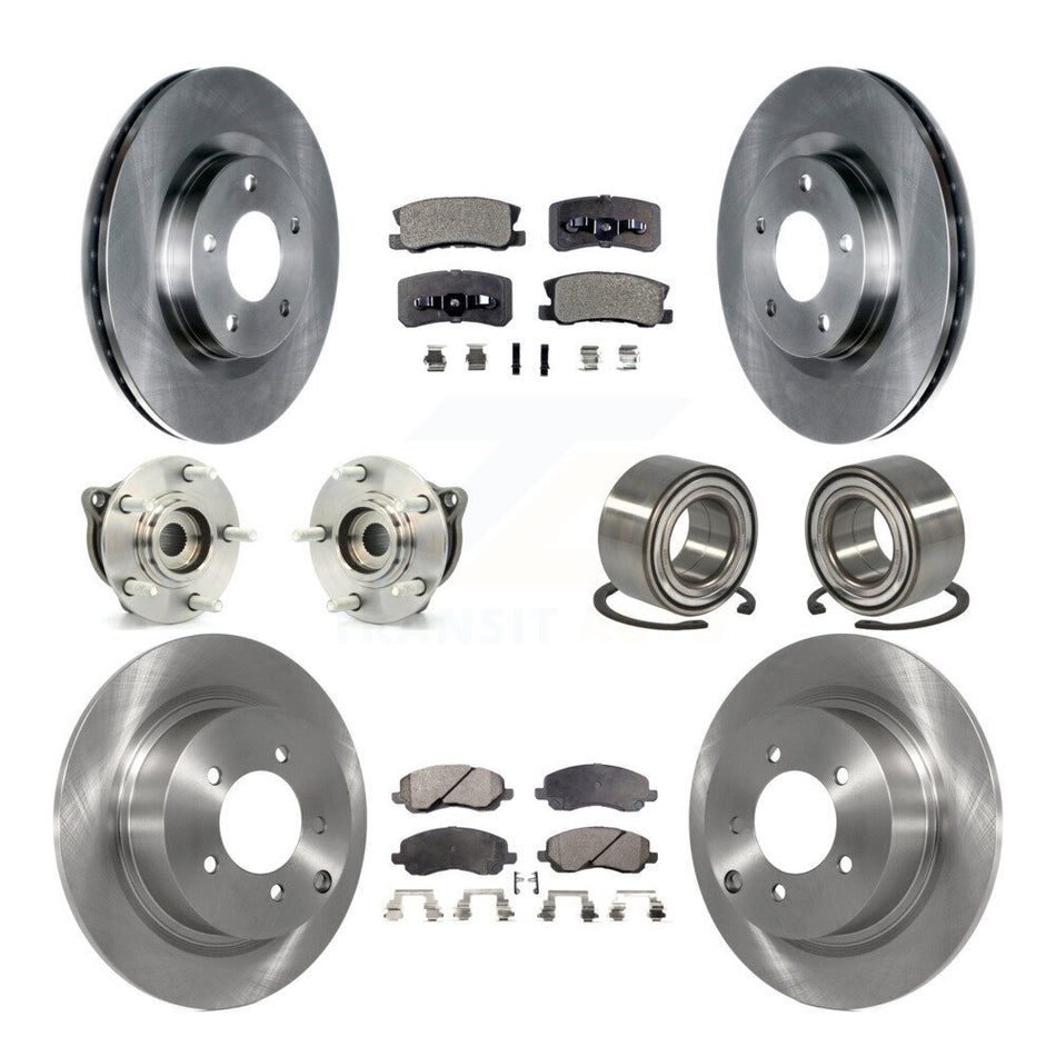 Front Rear Wheel Hub Bearings Assembly Disc Brake Rotors And Semi-Metallic Pads Kit (10Pc) For Mitsubishi Outlander Sport KBB-106301