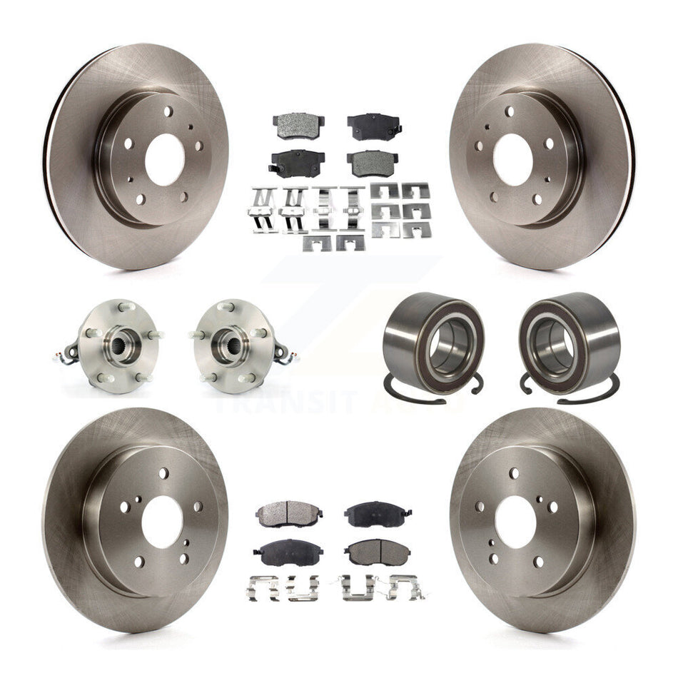 Front Rear Wheel Hub Bearings Assembly Disc Brake Rotors And Semi-Metallic Pads Kit (10Pc) For 2007-2013 Suzuki SX4 AWD KBB-106304