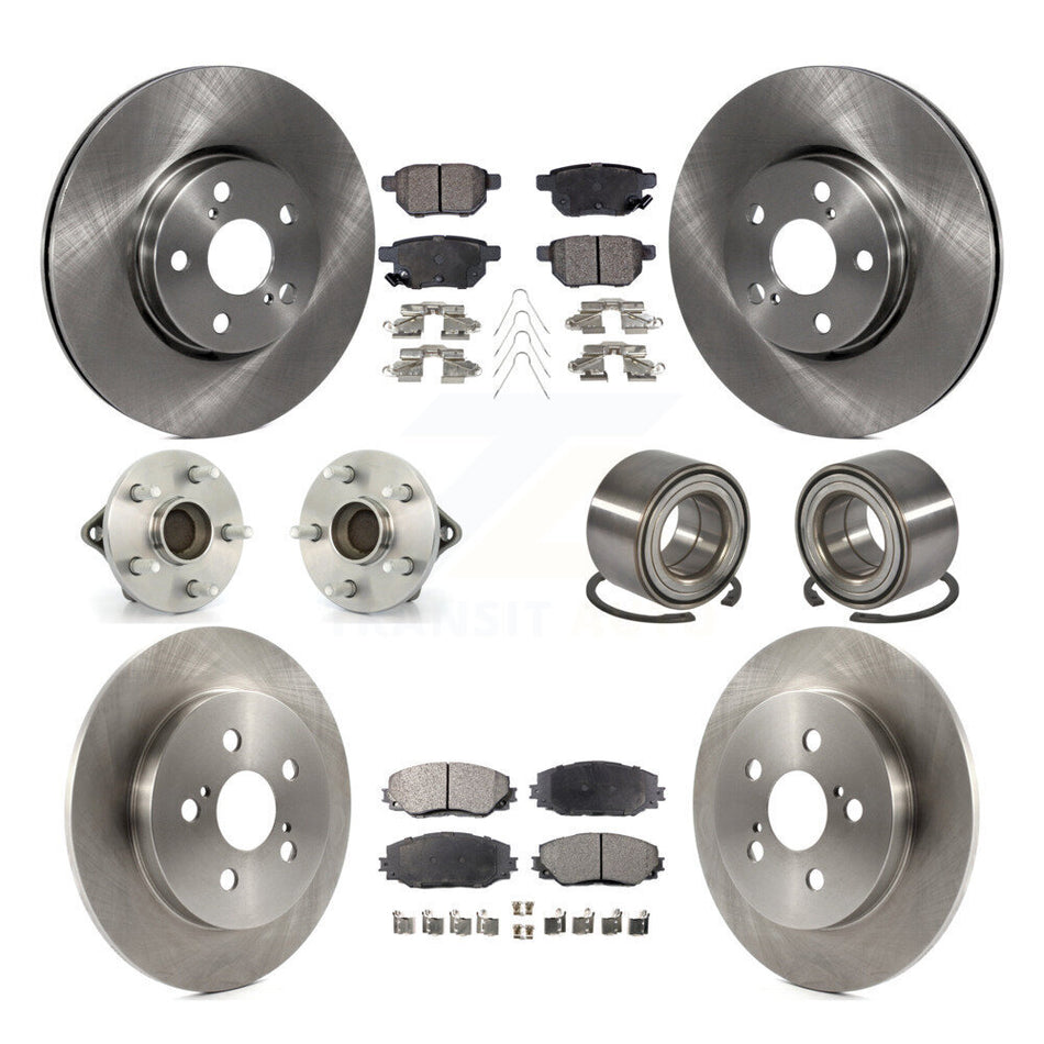 Front Rear Wheel Hub Bearings Assembly Disc Brake Rotors And Semi-Metallic Pads Kit (10Pc) For Toyota Corolla Matrix Pontiac Vibe KBB-106311