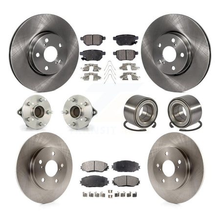 Front Rear Hub Bearings Assembly Disc Brake Rotors And Pads Kit (10Pc) For Toyota Matrix KBB-106312