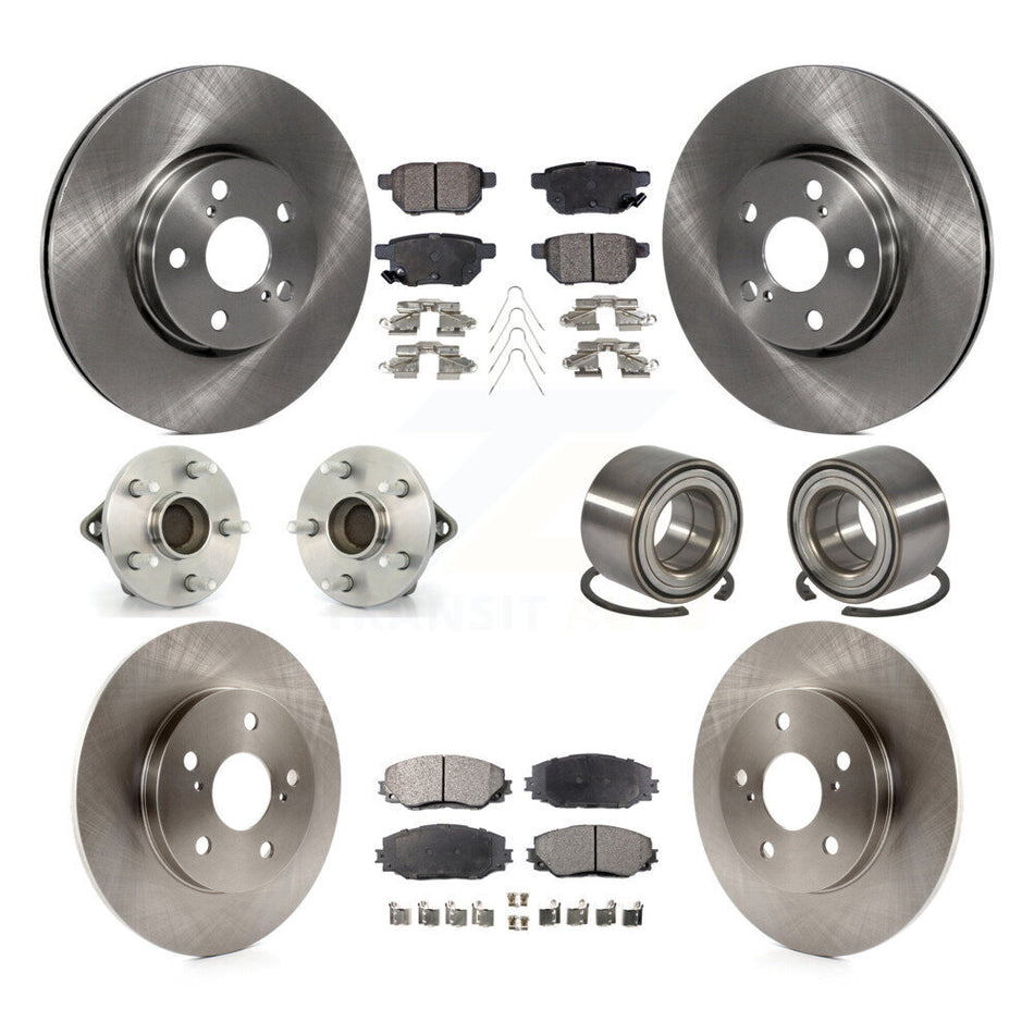 Front Rear Hub Bearings Assembly Disc Brake Rotors And Pads Kit (10Pc) For Toyota Matrix KBB-106312