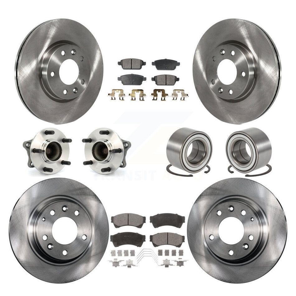 Front Rear Wheel Hub Bearings Assembly Disc Brake Rotors And Semi-Metallic Pads Kit (10Pc) For 2009-2013 Mazda 6 3.7L KBB-106319