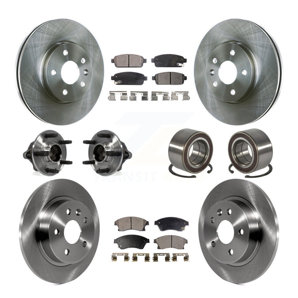 Front Rear Wheel Hub Bearings Assembly Disc Brake Rotors And Semi-Metallic Pads Kit (10Pc) For Chevrolet Sonic KBB-106366