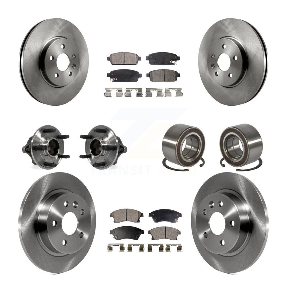 Front Rear Wheel Hub Bearings Assembly Disc Brake Rotors And Semi-Metallic Pads Kit (10Pc) For Chevrolet Sonic Buick Encore Trax KBB-106367