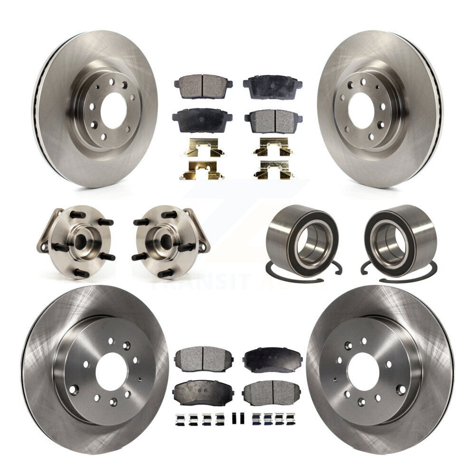 Front Rear Wheel Hub Bearings Assembly Disc Brake Rotors And Semi-Metallic Pads Kit (10Pc) For 2007-2015 Mazda CX-9 AWD KBB-106370