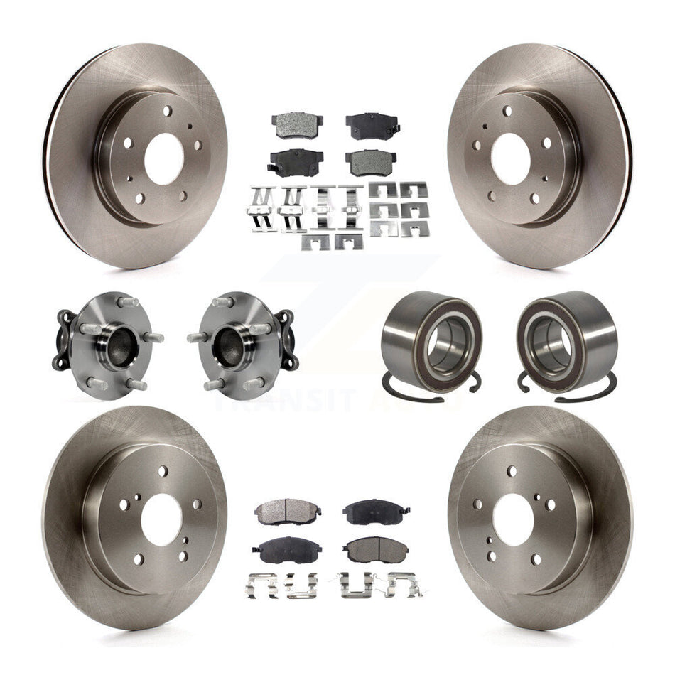 Front Rear Wheel Hub Bearings Assembly Disc Brake Rotors And Semi-Metallic Pads Kit (10Pc) For 2008-2013 Suzuki SX4 FWD KBB-106387