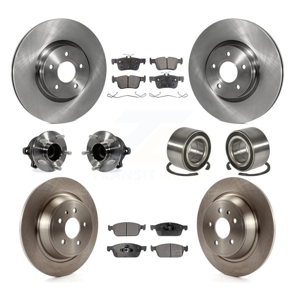 Front Rear Wheel Hub Bearings Assembly Disc Brake Rotors And Semi-Metallic Pads Kit (10Pc) For Ford Escape Lincoln MKC KBB-106400