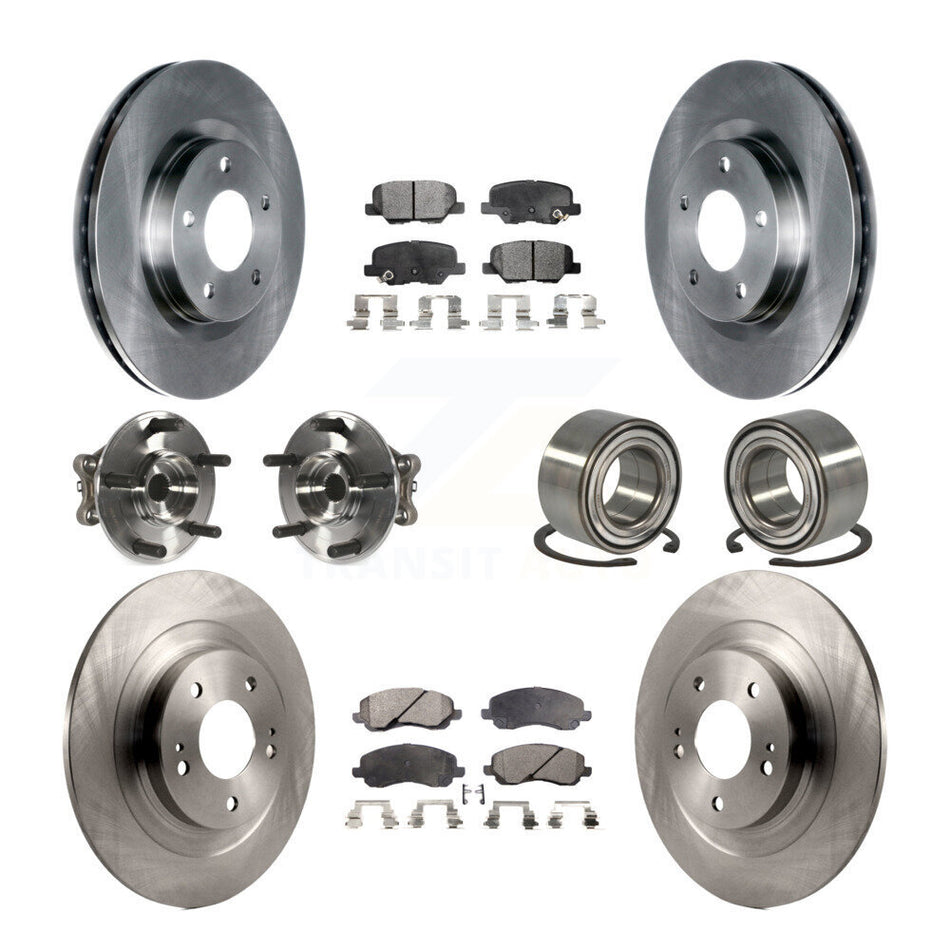 Front Rear Wheel Hub Bearings Assembly Disc Brake Rotors And Semi-Metallic Pads Kit (10Pc) For Mitsubishi Outlander Sport RVR KBB-106428