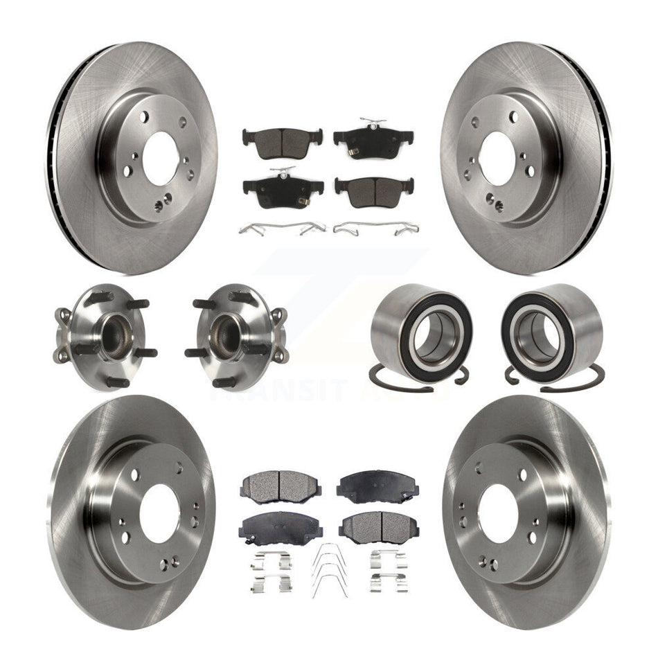 Front Rear Wheel Hub Bearings Assembly Disc Brake Rotors And Semi-Metallic Pads Kit (10Pc) For Honda Civic KBB-106429