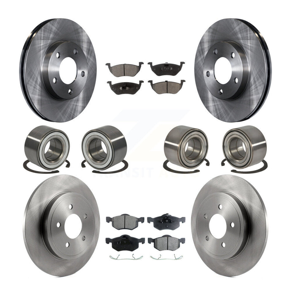 Front Rear Wheel Bearings Disc Brake Rotors And Semi-Metallic Pads Kit (10Pc) For Ford Escape Mazda Tribute Mercury Mariner KBB-106460