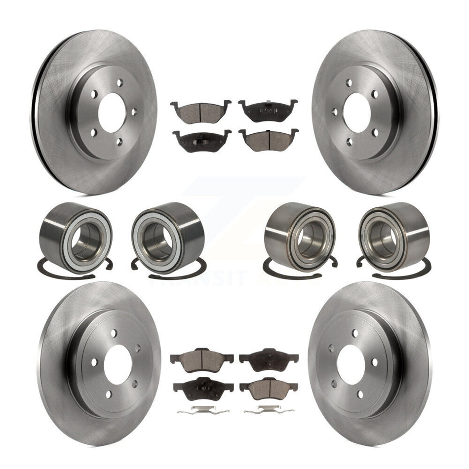 Front Rear Wheel Bearings Disc Brake Rotors And Semi-Metallic Pads Kit (10Pc) For Ford Escape Mercury Mariner KBB-106462