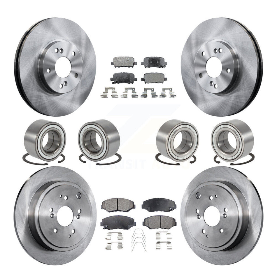 Front Rear Wheel Bearings Disc Brake Rotors And Semi-Metallic Pads Kit (10Pc) For 2003-2004 Honda Pilot KBB-106464