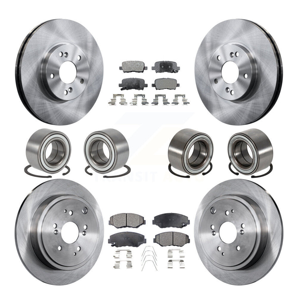 Front Rear Wheel Bearings Disc Brake Rotors And Semi-Metallic Pads Kit (10Pc) For 2005-2008 Honda Pilot KBB-106465