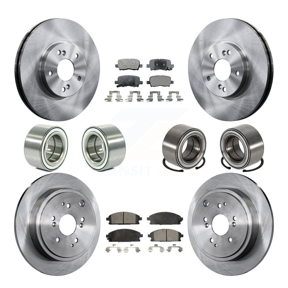Front Rear Wheel Bearings Disc Brake Rotors And Semi-Metallic Pads Kit (10Pc) For 2003-2006 Acura MDX KBB-106478