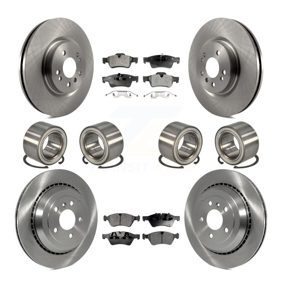 Front Rear Wheel Bearings Disc Brake Rotors And Semi-Metallic Pads Kit (10Pc) For Mercedes-Benz R350 ML500 With Vented Rotor KBB-106485