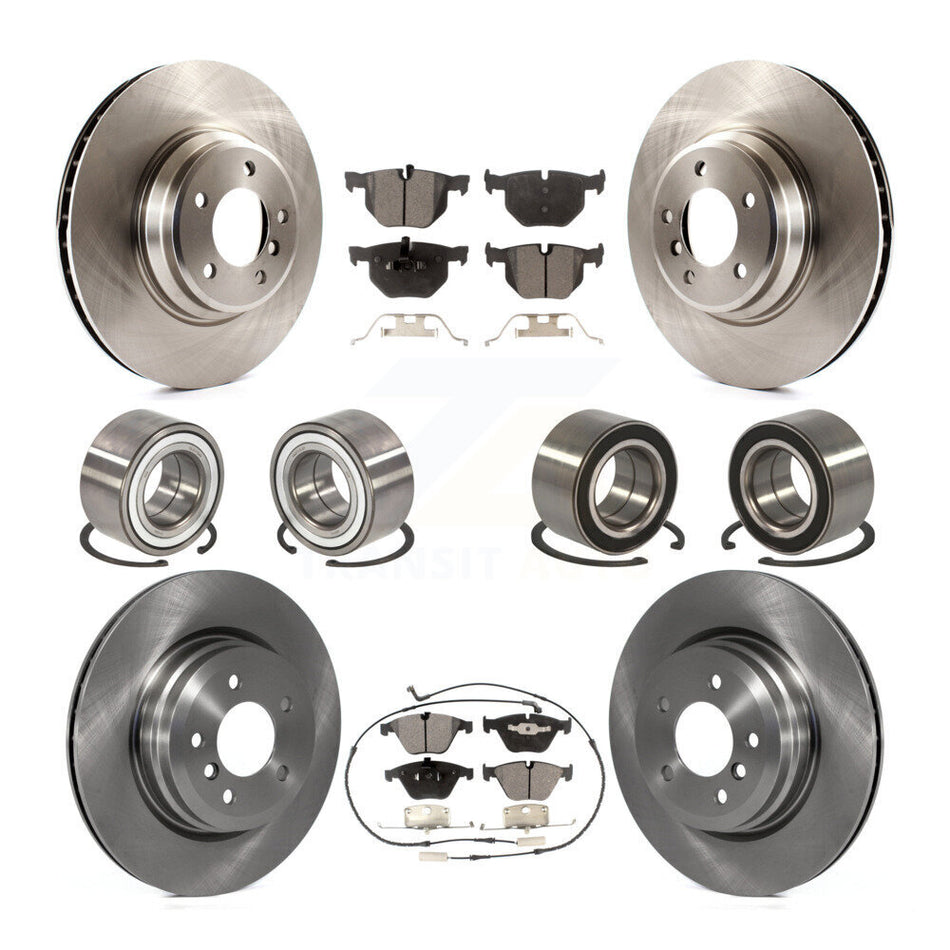 Front Rear Wheel Bearings Disc Brake Rotors And Semi-Metallic Pads Kit (10Pc) For BMW 335i xDrive 335xi KBB-106490
