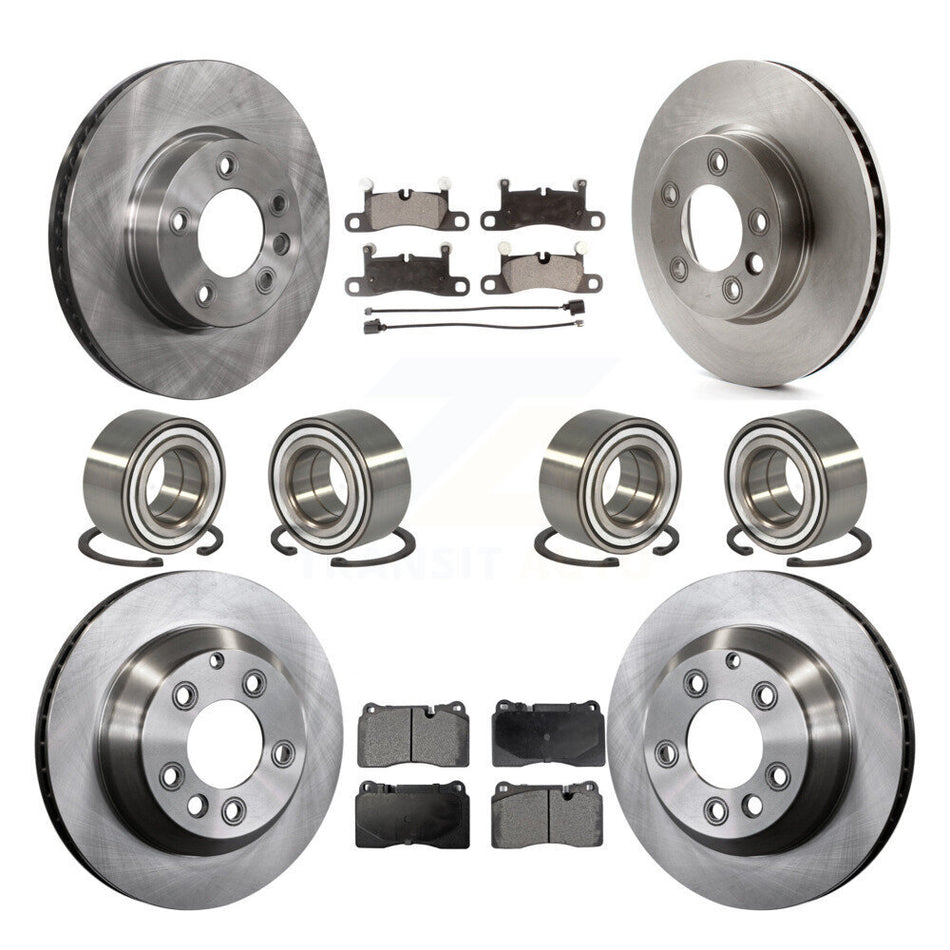 Front Rear Wheel Bearings Disc Brake Rotors And Semi-Metallic Pads Kit (10Pc) For 2011-2015 Volkswagen Touareg With 330mm Diameter Rotor KBB-106503