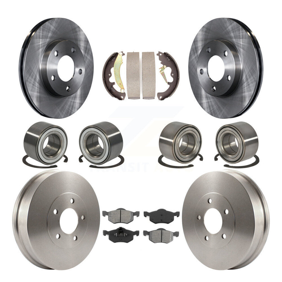 Front Rear Wheel Bearings Disc Brake Rotors And Semi-Metallic Pads Shoes Kit (10Pc) For 2007-2007 Ford Escape Mercury Mariner From 01/08/07 Drum rear brakes KBB-106508