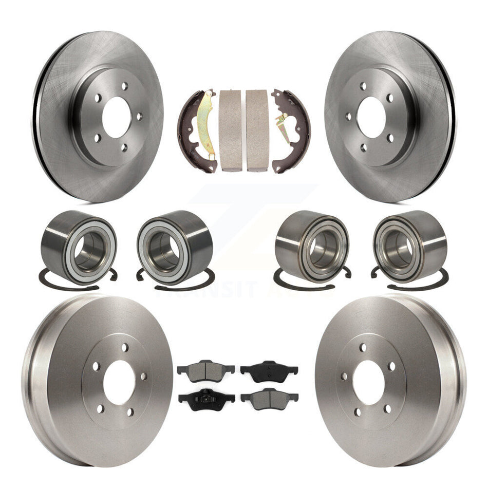 Front Rear Wheel Bearings Disc Brake Rotors And Semi-Metallic Pads Shoes Kit (10Pc) For Ford Escape Mercury Mariner Mazda Tribute KBB-106511