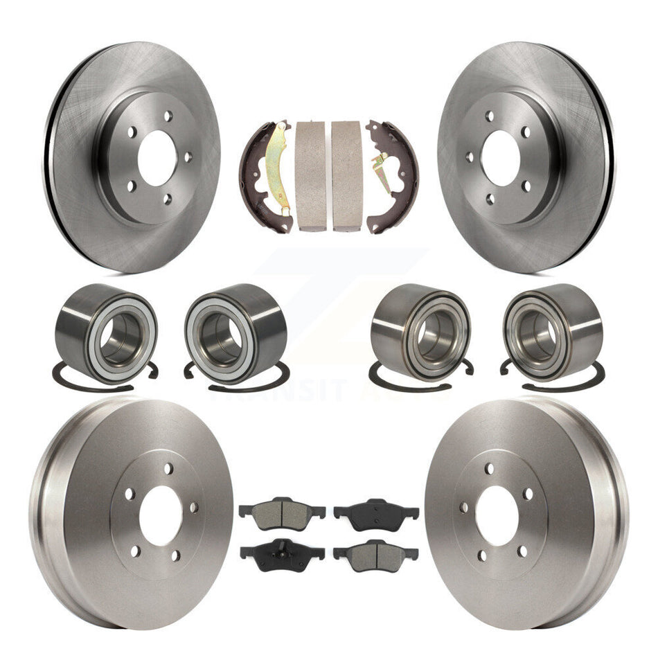 Front Rear Wheel Bearings Disc Brake Rotors And Semi-Metallic Pads Shoes Kit (10Pc) For Ford Escape Mercury Mariner KBB-106512