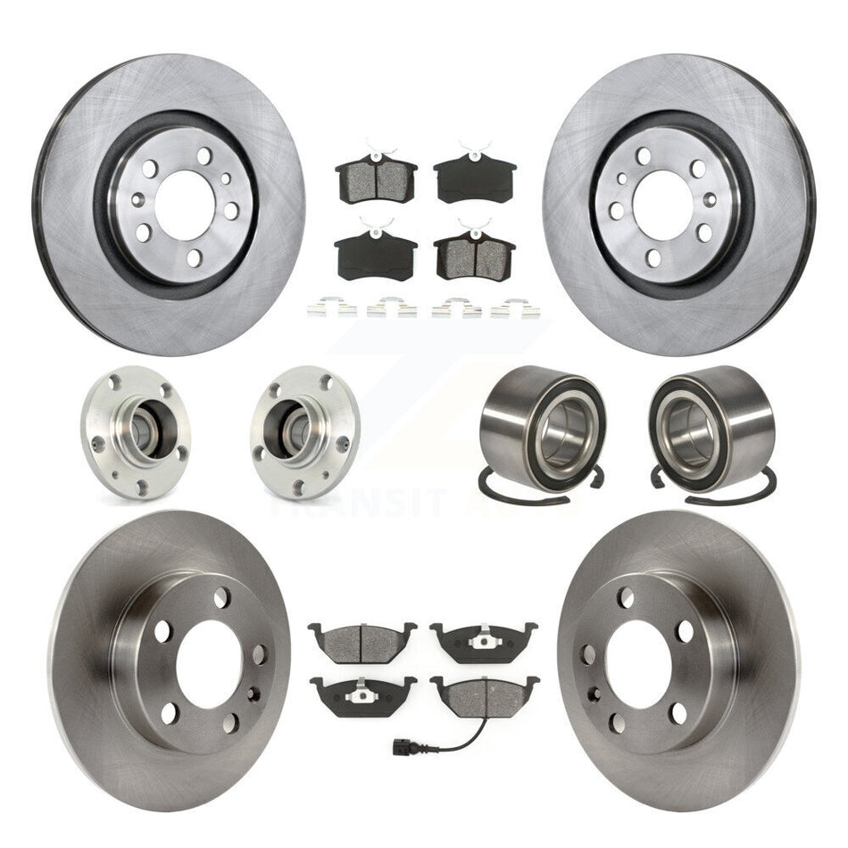 Front Rear Wheel Hub Bearings Assembly Disc Brake Rotors And Semi-Metallic Pads Kit (10Pc) For 2007-2010 Volkswagen Beetle With 280mm Diameter Rotor KBB-106514