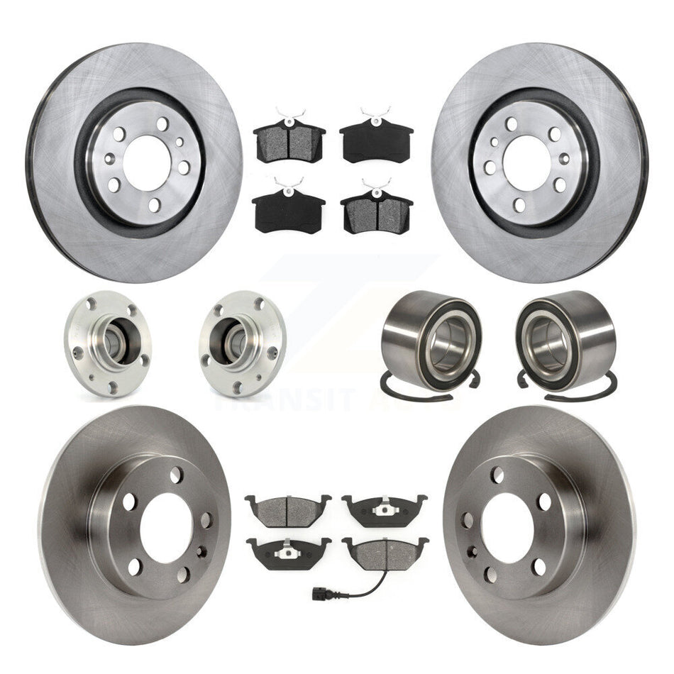 Front Rear Wheel Hub Bearings Assembly Disc Brake Rotors And Semi-Metallic Pads Kit (10Pc) For Volkswagen Beetle Golf Jetta KBB-106515