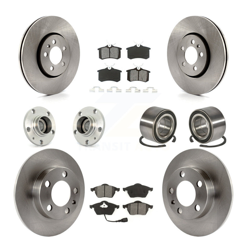 Front Rear Wheel Hub Bearings Assembly Disc Brake Rotors And Semi-Metallic Pads Kit (10Pc) For 2007-2010 Volkswagen Beetle With 288mm Diameter Rotor KBB-106516