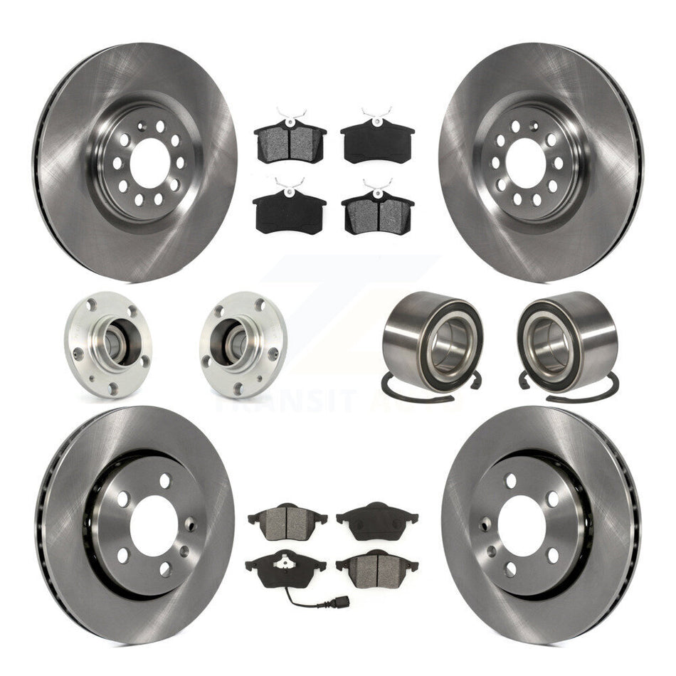 Front Rear Wheel Hub Bearings Assembly Disc Brake Rotors And Semi-Metallic Pads Kit (10Pc) For Volkswagen Golf Audi TT Quattro KBB-106520