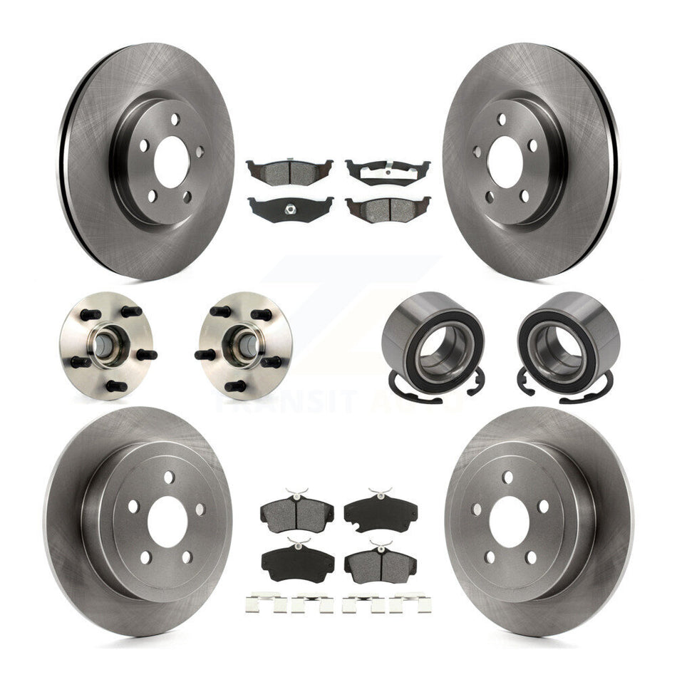 Front Rear Wheel Hub Bearings Assembly Disc Brake Rotors And Semi-Metallic Pads Kit (10Pc) For Chrysler PT Cruiser KBB-106531