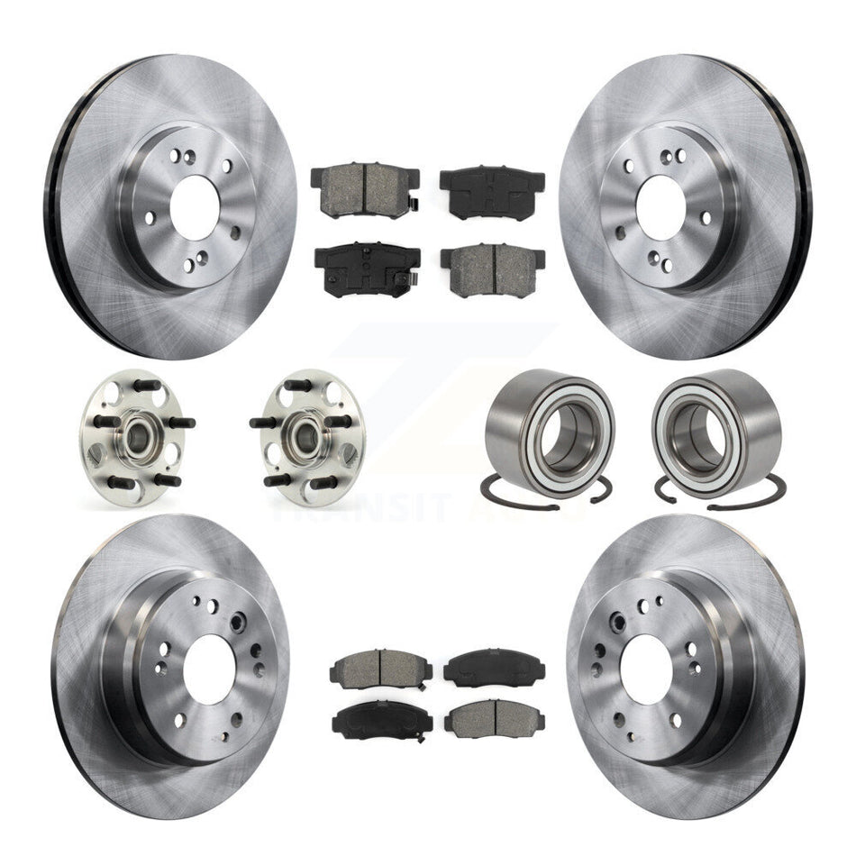 Front Rear Wheel Hub Bearings Assembly Disc Brake Rotors And Semi-Metallic Pads Kit (10Pc) For 1999-2003 Acura TL KBB-106544