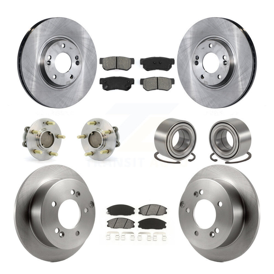 Front Rear Wheel Hub Bearings Assembly Disc Brake Rotors And Semi-Metallic Pads Kit (10Pc) For Hyundai XG350 KBB-106564