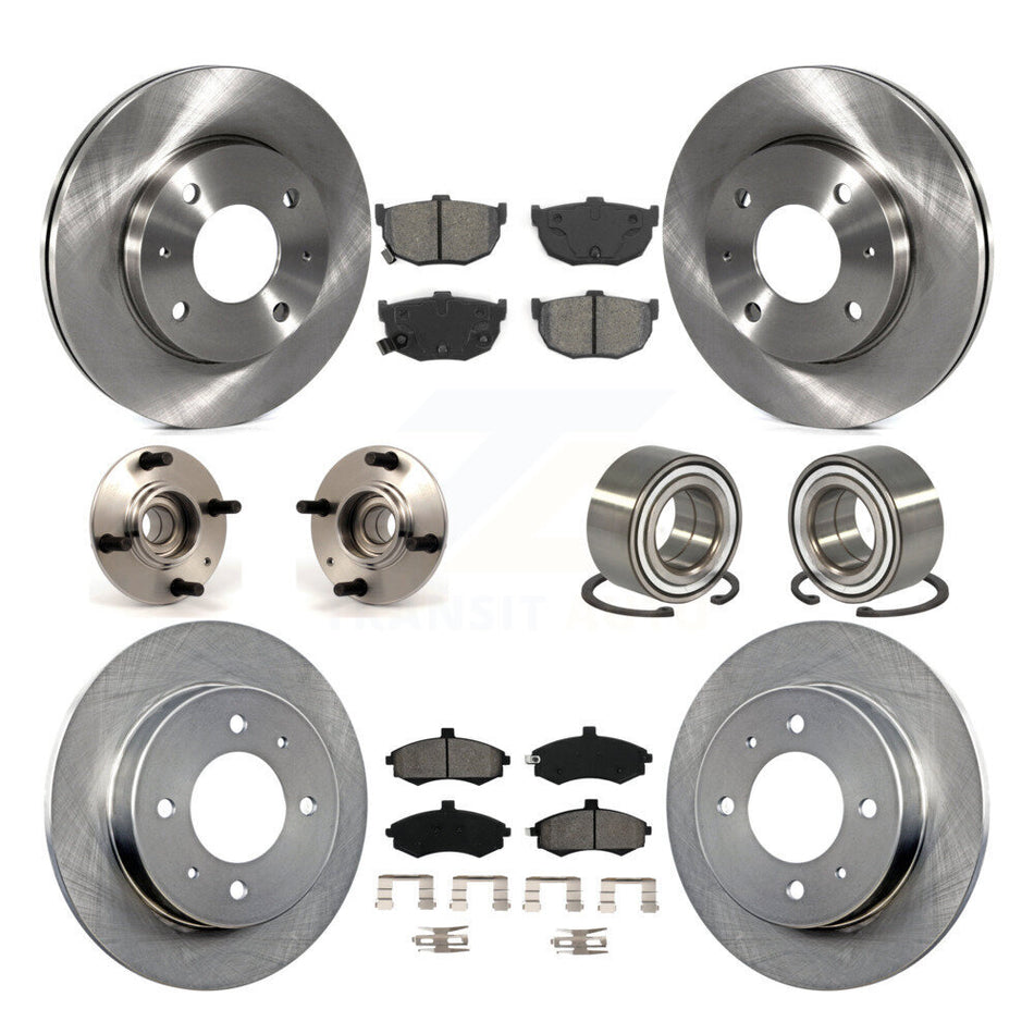 Front Rear Wheel Hub Bearings Assembly Disc Brake Rotors And Semi-Metallic Pads Kit (10Pc) For Hyundai Elantra rear brakes with Non-ABS KBB-106580