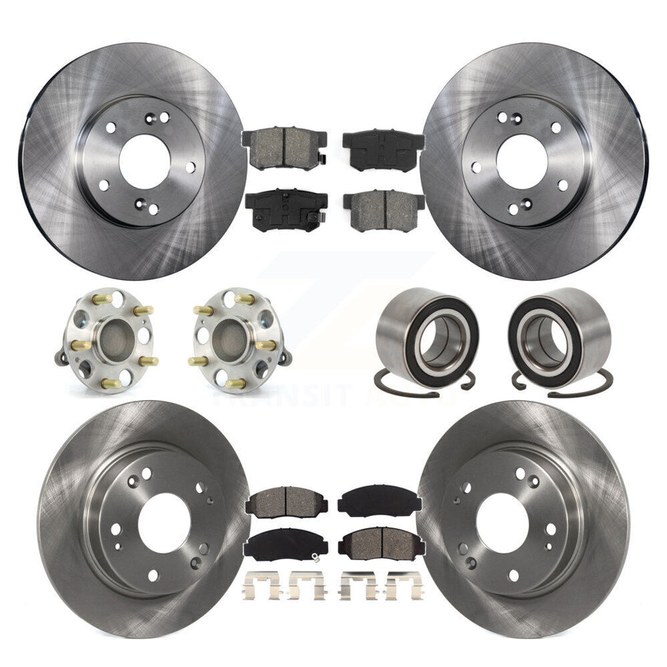 Front Rear Wheel Hub Bearings Assembly Disc Brake Rotors And Semi-Metallic Pads Kit (10Pc) For Acura CSX KBB-106596
