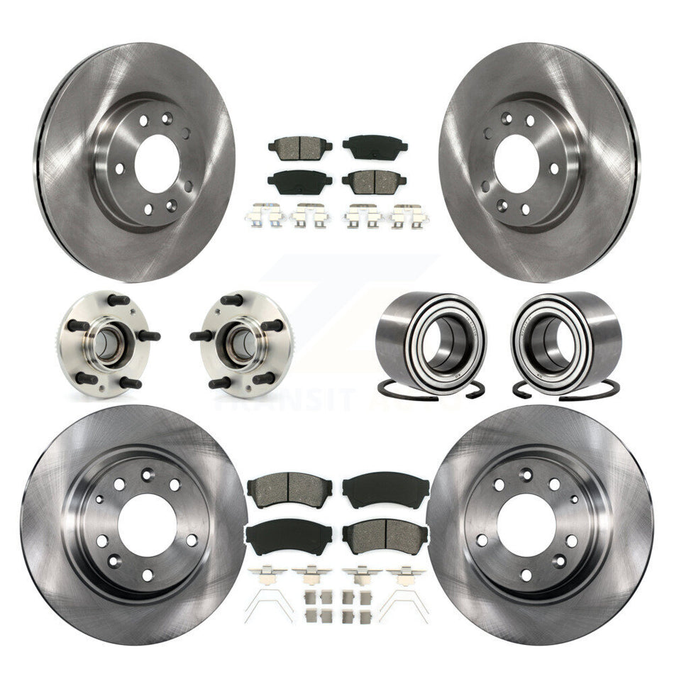 Front Rear Wheel Hub Bearings Assembly Disc Brake Rotors And Semi-Metallic Pads Kit (10Pc) For Ford Fusion Lincoln MKZ Mercury Milan Mazda 6 Zephyr KBB-106615