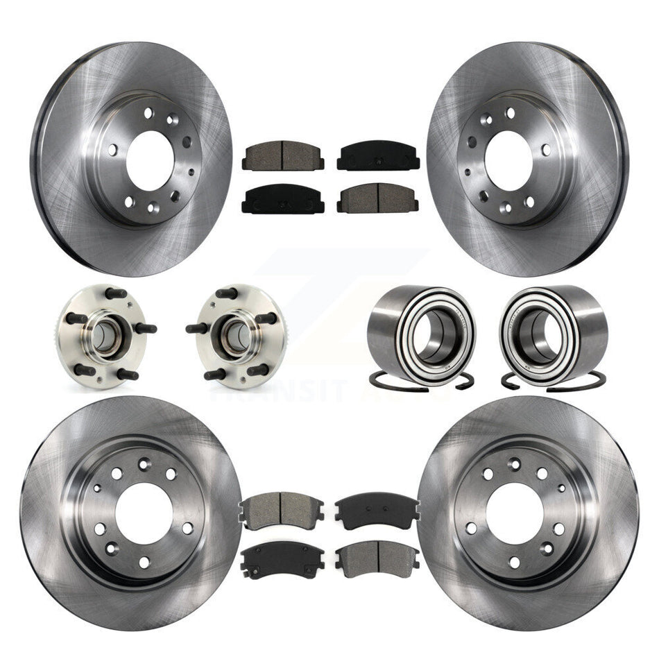 Front Rear Wheel Hub Bearings Assembly Disc Brake Rotors And Semi-Metallic Pads Kit (10Pc) For Mazda 6 KBB-106616